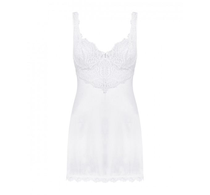 Комплект Obsessive Amor Blanco сорочка з мереживом та трусиками-стрінгами в комплекті, S/M
