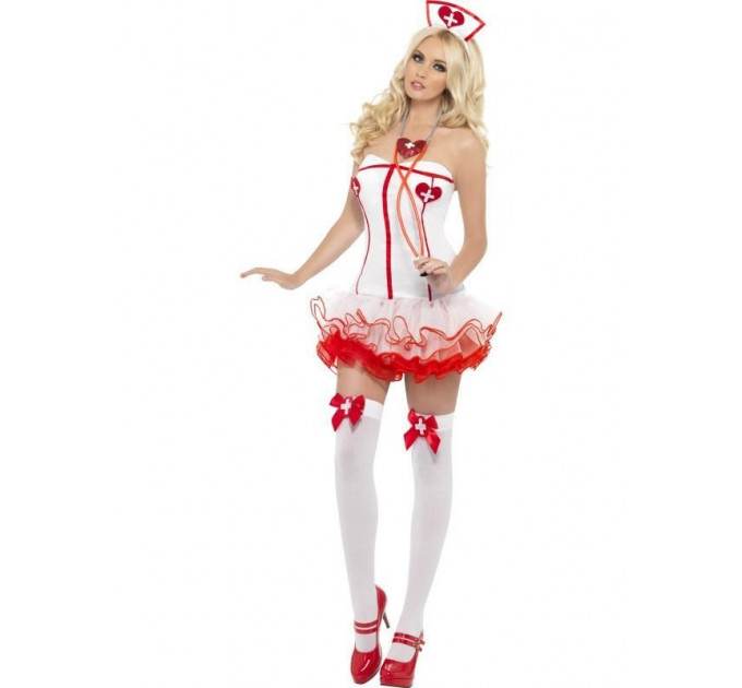 Костюм сексуальной медсестры Nurse бело-красный, XS