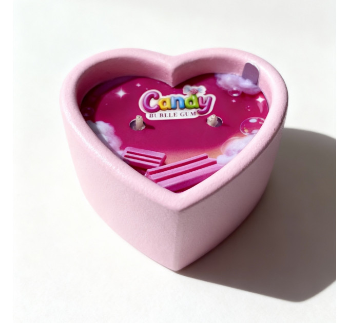 Масажна свічка з ароматом жуйки Candy Bubble Gum у формі серця, 70 мл