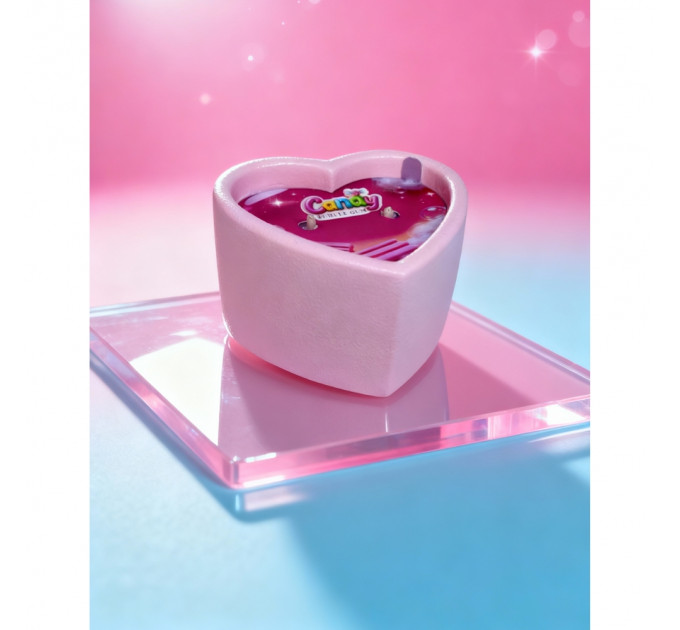 Масажна свічка з ароматом жуйки Candy Bubble Gum у формі серця, 70 мл