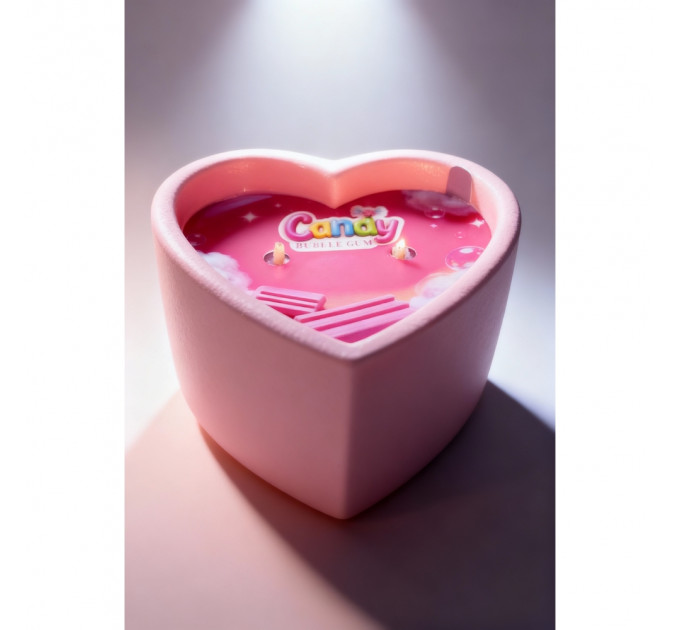 Масажна свічка з ароматом жуйки Candy Bubble Gum у формі серця, 70 мл