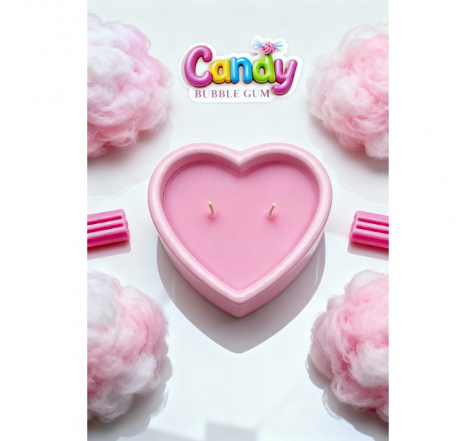 Масажна свічка з ароматом жуйки Candy Bubble Gum у формі серця, 70 мл