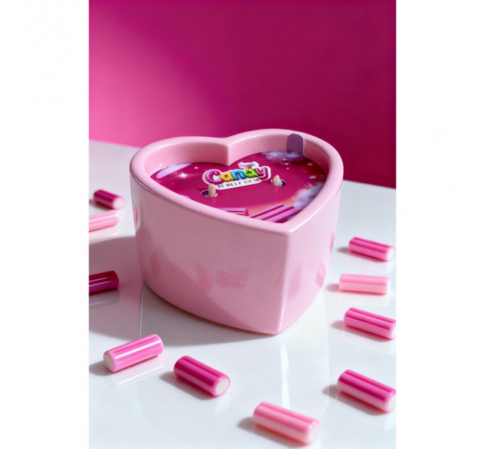 Масажна свічка з ароматом жуйки Candy Bubble Gum у формі серця, 70 мл