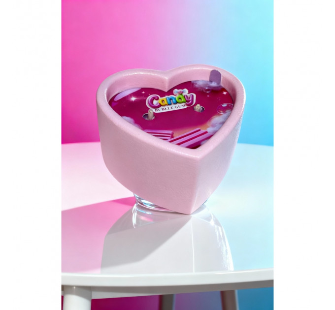 Масажна свічка з ароматом жуйки Candy Bubble Gum у формі серця, 70 мл
