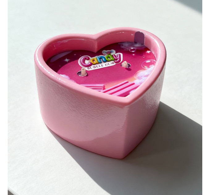 Масажна свічка з ароматом жуйки Candy Bubble Gum у формі серця, 70 мл