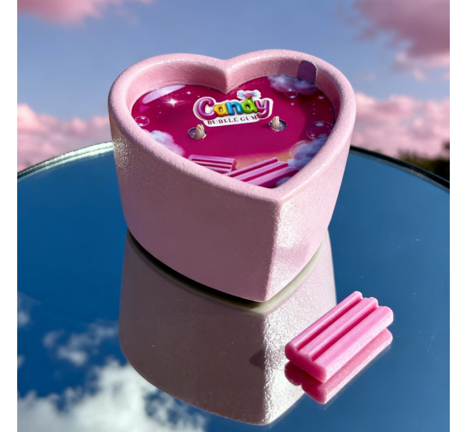 Масажна свічка з ароматом жуйки Candy Bubble Gum у формі серця, 70 мл