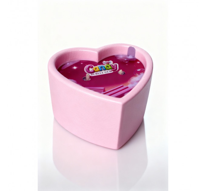 Масажна свічка з ароматом жуйки Candy Bubble Gum у формі серця, 70 мл