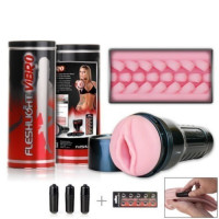 Мастурбатор у колбі з трьома віброкулями Fleshlight Vibro Pink Lady Touch