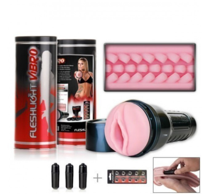 Мастурбатор в колбе с 3-мя вибропулями Fleshlight Vibro Pink Lady Touch