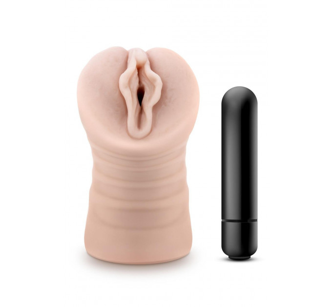 Мастурбатор-вагіна Blush Enlust Destini з віброкулею, бежевий, 11.5 см