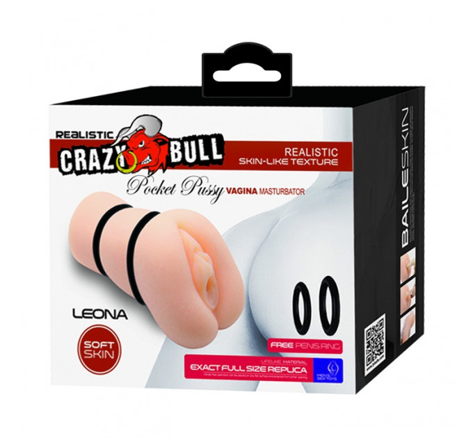Мастурбатор із кібершкіри Crazy Bull Leona реалістичний, 15.4 см х 7.1 см