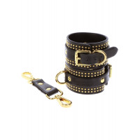 Поножи Taboom Vogue Studded Ankle Cuffs Set из веганской кожи, черные с золотистой фурнитурой