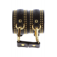 Поножи Taboom Vogue Studded Ankle Cuffs Set из веганской кожи, черные с золотистой фурнитурой