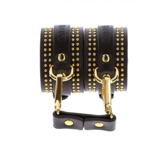 Поножи Taboom Vogue Studded Ankle Cuffs Set из веганской кожи, черные с золотистой фурнитурой