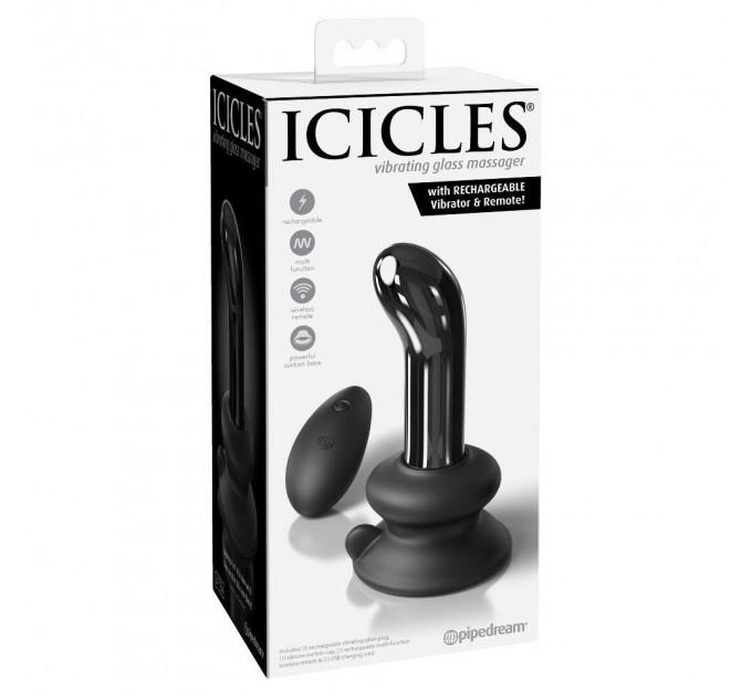 Стеклянный вибратор для точки G Icicles No 84 with Rechargeable Vibrator & Remote