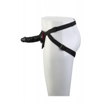 Знімний страпон Dream Toys Blaze Deluxe Strap-On Dildo на чорних трусиках з червоною вишивкою