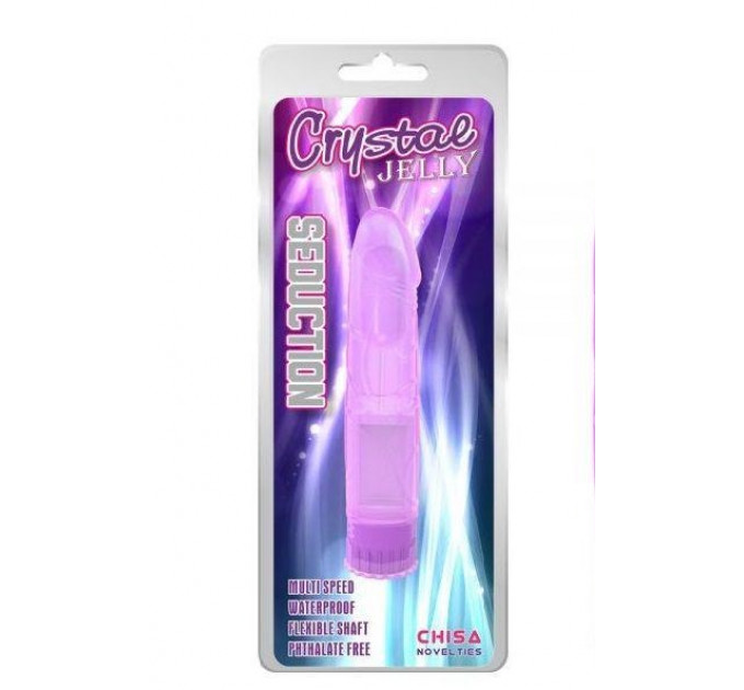 Вибратор-реалистик прозрачный Chisa Crystal Jellie на батарейках, фиолетовый