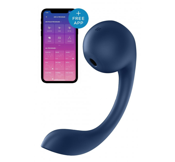 Вібратор для точки G та клітора Satisfyer Pro+ Wave 4 Connect App з додатком, синій