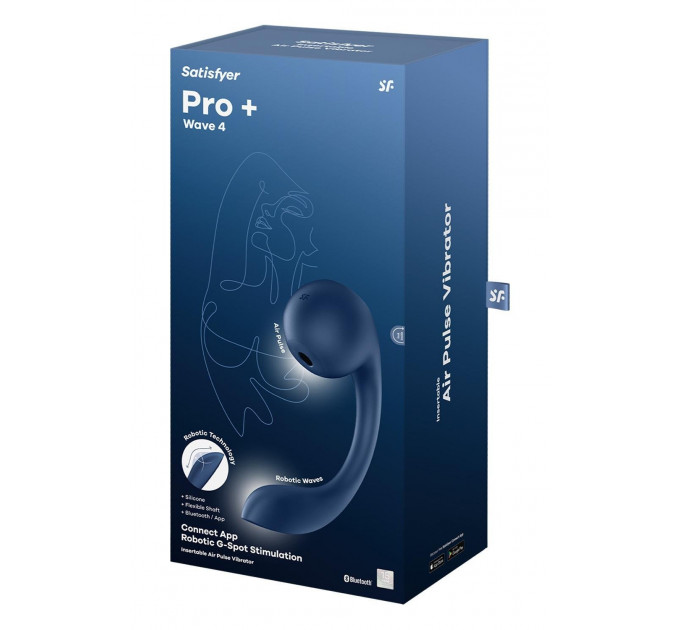 Вібратор для точки G та клітора Satisfyer Pro+ Wave 4 Connect App з додатком, синій