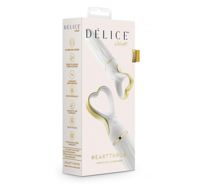 Вибратор мини классический Blush Delice Heartthrob с рельефом, белый