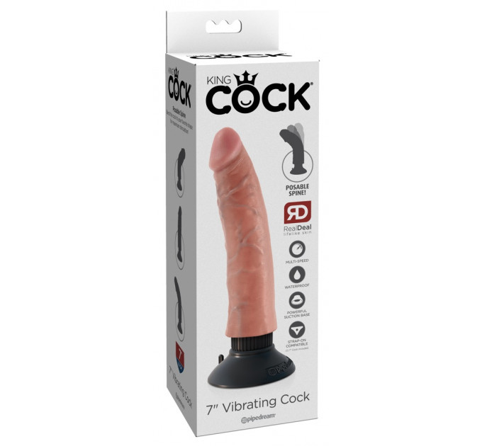 Вибратор реалистичный на присоске King Cock бежевый