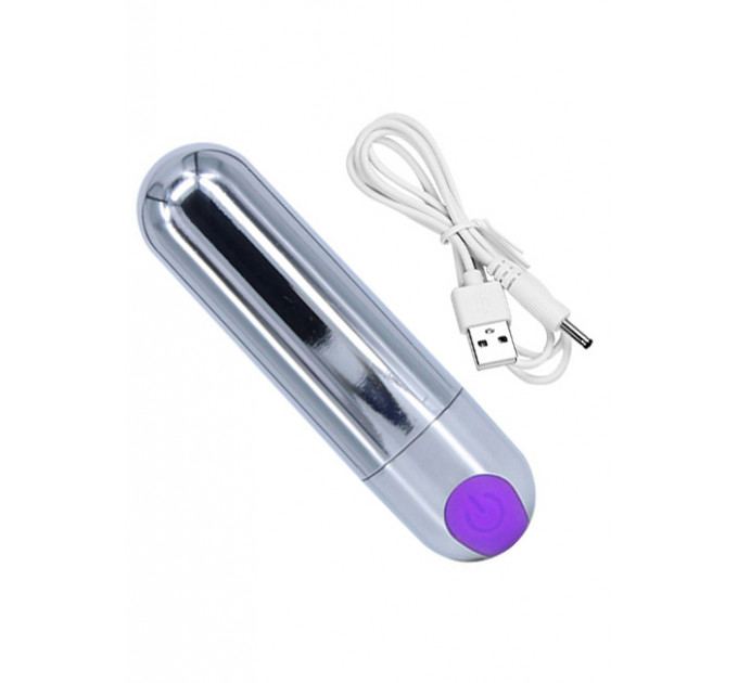 Вибропуля Strong Bullet Vibrator Silver/Purple USB 10 режимов вибрации