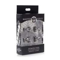 Зажимы для сосков XR Brands Power Pins магнитные, черные, 2 х 1.5 см