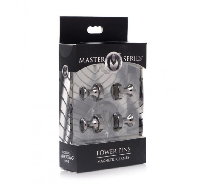 Затискачі для сосків XR Brands Power Pins магнітні, чорні, 2 х 1.5 см
