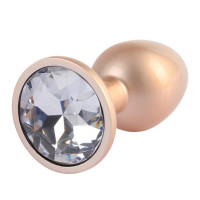 Анальна пробка рожеве золото CHISA MATRIX MONT з перламутром та білим каменем, розмір S