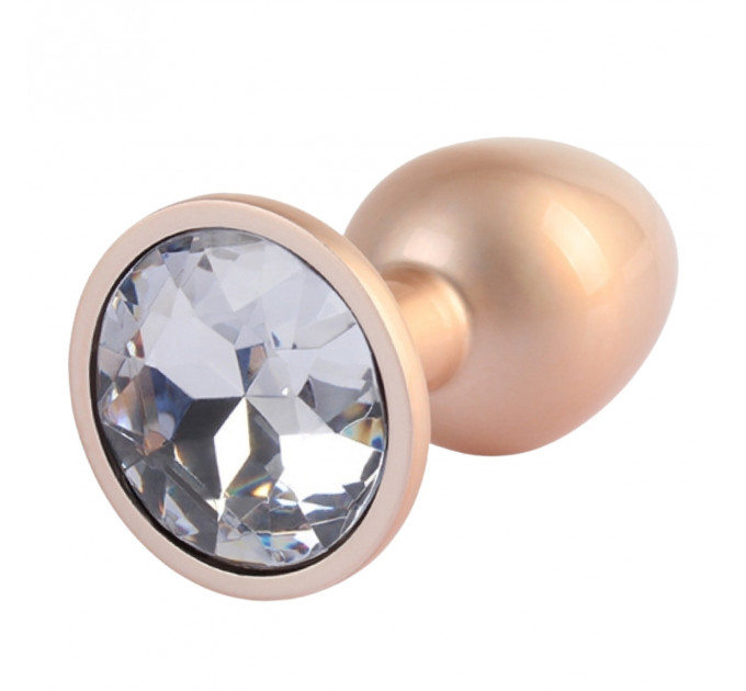 Анальна пробка рожеве золото CHISA MATRIX MONT з перламутром та білим каменем, розмір S