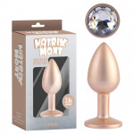 Анальна пробка рожеве золото CHISA MATRIX MONT з перламутром та білим каменем, розмір S