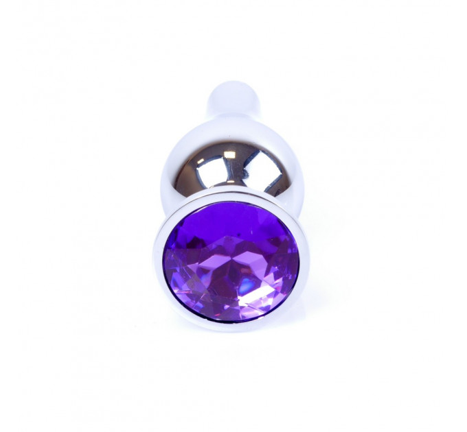 Анальная пробка с камнем Plug-Jewellery Silver BUTT PLUG- Purple