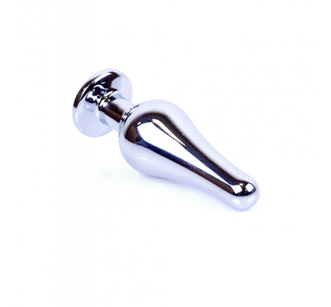 Анальная пробка с камнем Plug-Jewellery Silver BUTT PLUG- Purple