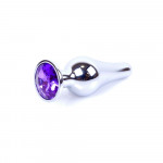 Анальная пробка с камнем Plug-Jewellery Silver BUTT PLUG- Purple