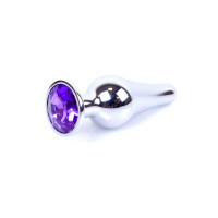 Анальная пробка с камнем Plug-Jewellery Silver BUTT PLUG- Purple