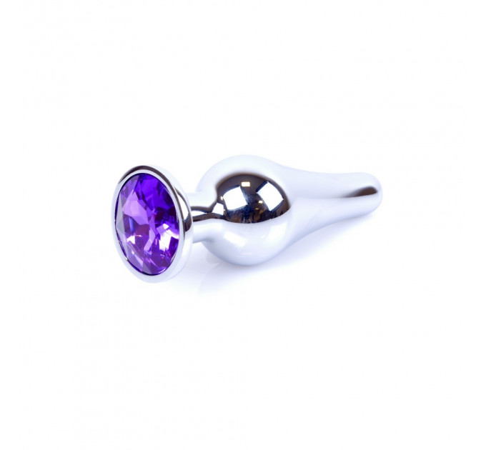 Анальная пробка с камнем Plug-Jewellery Silver BUTT PLUG- Purple