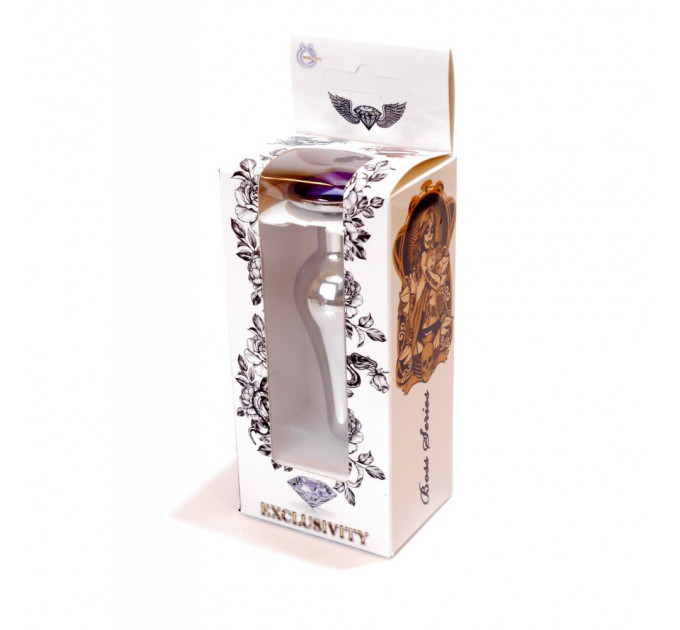 Анальная пробка с камнем Plug-Jewellery Silver BUTT PLUG- Purple