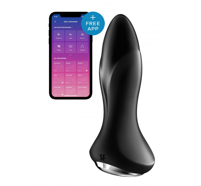 Анальная смарт пробка с вибрацией и бусинами Rotator Plug 1 Connect App Black