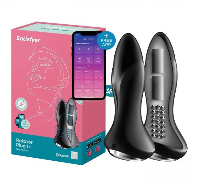 Анальная смарт пробка с вибрацией и бусинами Rotator Plug 1 Connect App Black