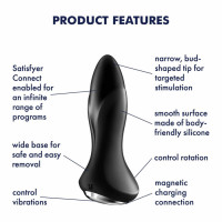 Анальная смарт пробка с вибрацией и бусинами Satisfyer Rotator Plug 1 Connect App черная Анальная смарт пробка с вибрацией и бусинами Satisfyer Rotator Plug 1 Connect App черная