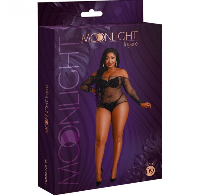 Боди Moonlight Lingerie 09 полупрозрачное, черное, Plus Size
