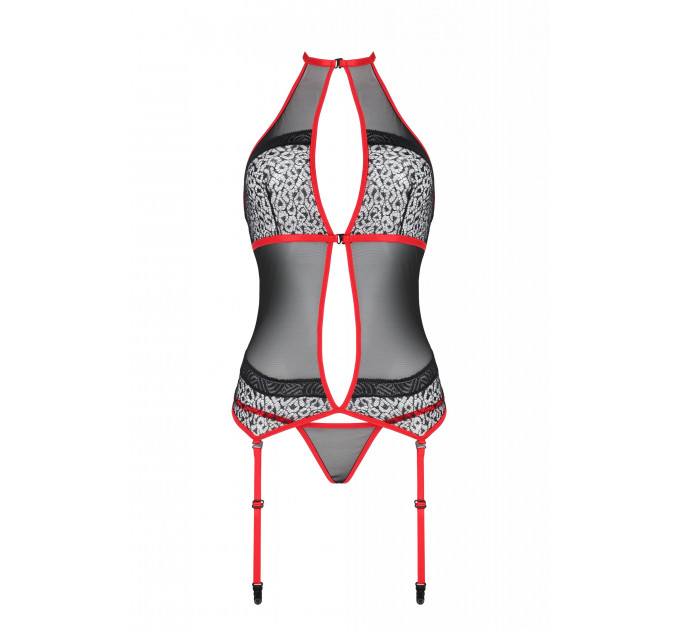 Боди сетка с кружевными вставками SATARA BODY red S/M - Passion