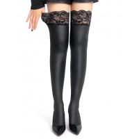 Эластичные чулки Star Night с кружевной коронкой, черные, XS-L