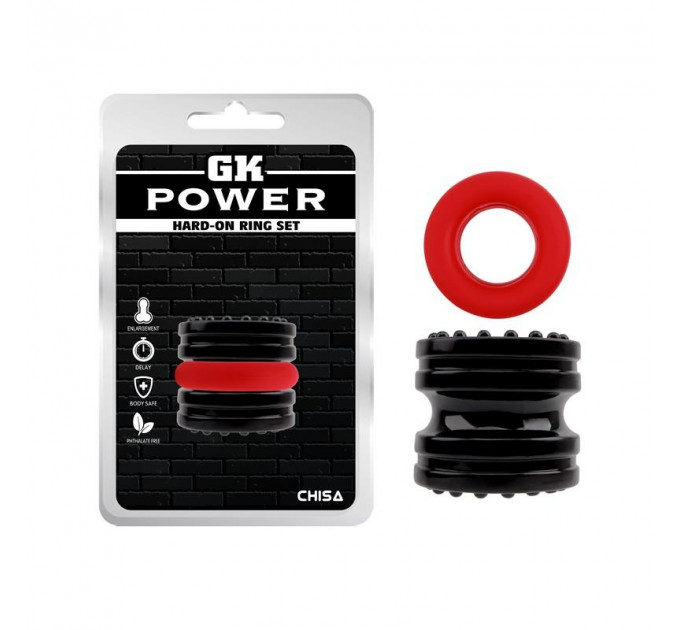 Набор эрекционных колец Chisa GK Power Hard-On Ring Set, черное/красное