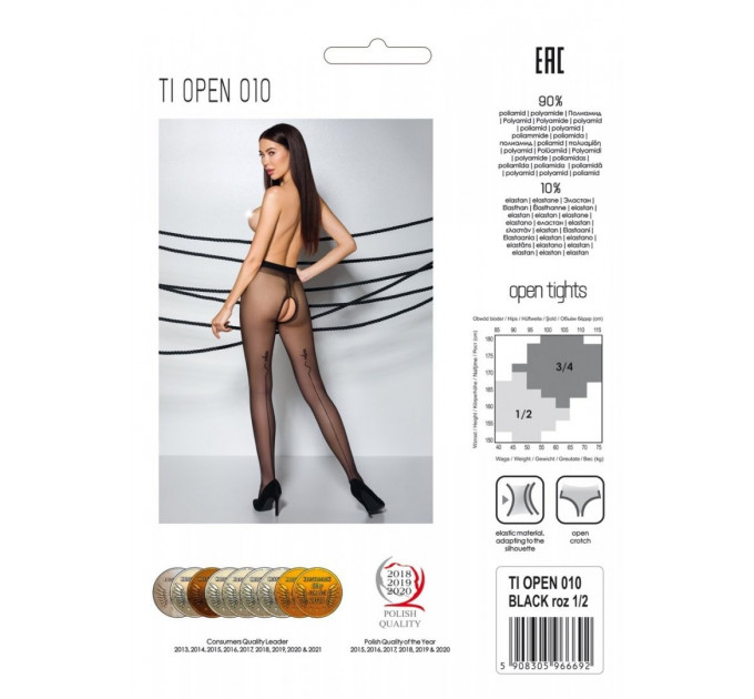 Колготки с открытым доступом TIOPEN 010 black 3/4 (20 den) - Passion