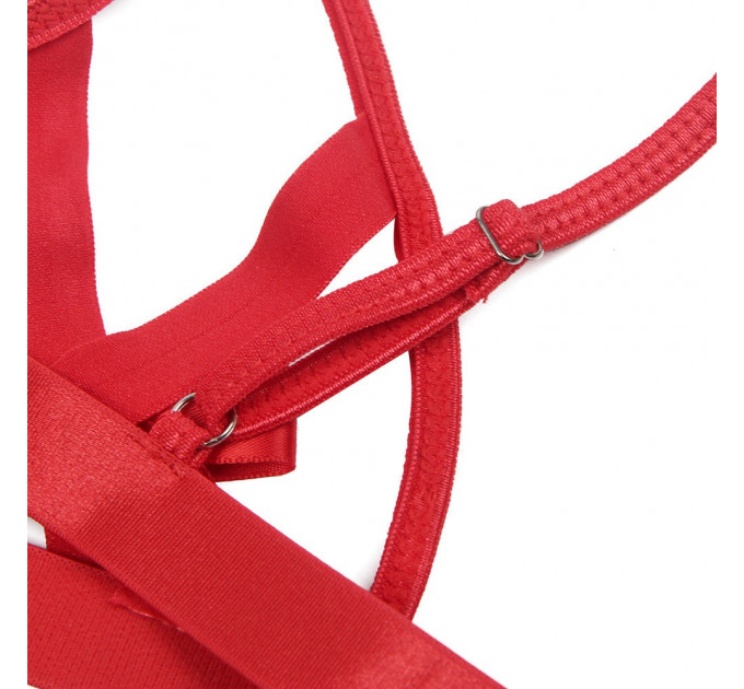 Комплект білизни з бантиками Star Night та декоративними наручниками, червоний, XS-S