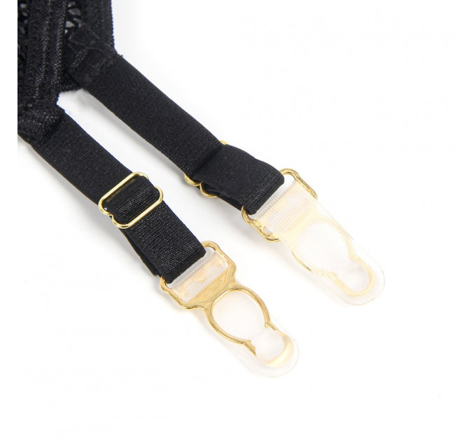 Корсет з гартерами та підв'язками Star Night на блискавці, чорний, XS-S