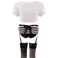 Костюм покоївки Cottelli Collection Maid Set, 6 предметів, чорно-білий, S