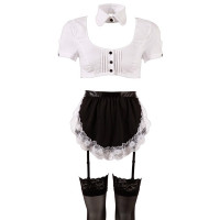 Костюм покоївки Cottelli Collection Maid Set, 6 предметів, чорно-білий, S