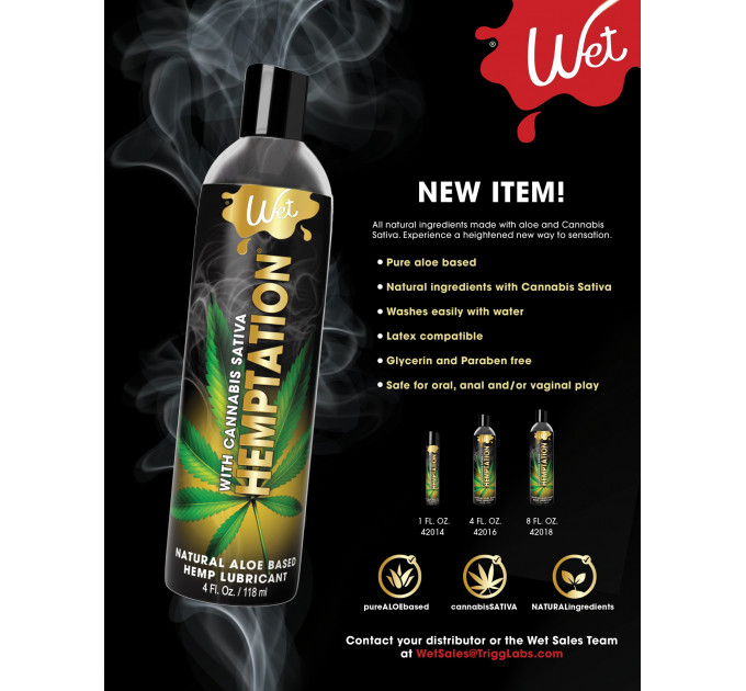 Лубрикант с экстрактом каннабиса на основе алоэ Wet Hemptation, 118 мл